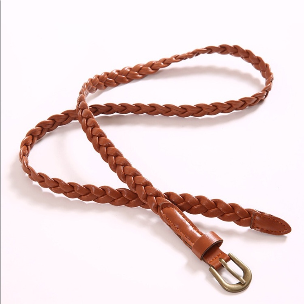 Skinny braided/ woven belt NATURAL